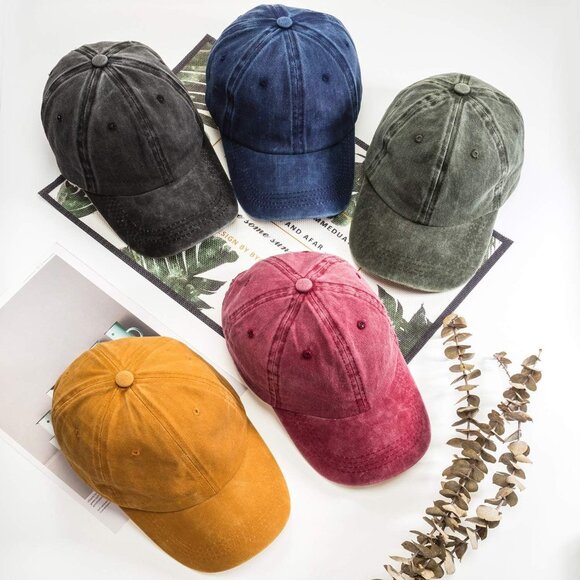 Unisex Cotton Vintage Baseball Cap 5 Pack Adjustable Wide Brim Sun Hat main image 4